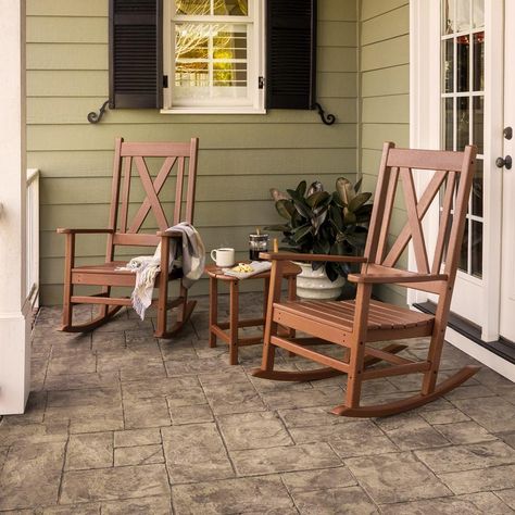 POLYWOOD on Instagram: “🎉New Rocking Chairs just released! Shop link in bio. ~~~ #rethinkoutdoor #polywood #outdoorfurniture #rockingchair #frontporch…” Craftsman Front Porch Furniture, Farmhouse Rocking Chair, Porch Rockers, Front Porch Rocking Chairs, Porch Rocking Chair, Rocking Chair Front Porch, Front Porch Furniture, Rocking Chair Porch, Porch Lights