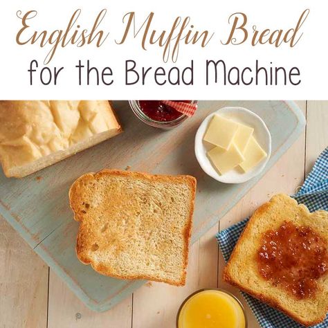 Filled with nooks and crannies, this English Muffin Bread Recipe for the bread machine has turned into a family favorite bread machine recipe. Breadman Recipes, English Muffins Bread Machine, Homestead Baking, English Muffin Toasting Bread, Muffin Bread Recipe, English Muffin Bread Recipe, Breadmaker Recipes, Garbage Bread, Gluten Free English Muffins