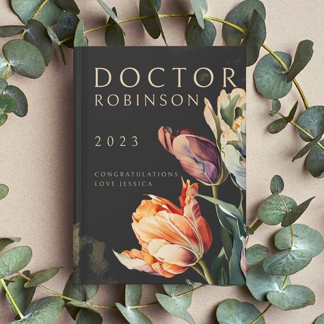 Sentimental Graduation Gifts, Med School Graduation Gift, Med School Graduation, Phd Graduation Gifts, Chemistry Gifts, Phd Graduation, Gift For Doctor, Floral Notebook, Doctorate