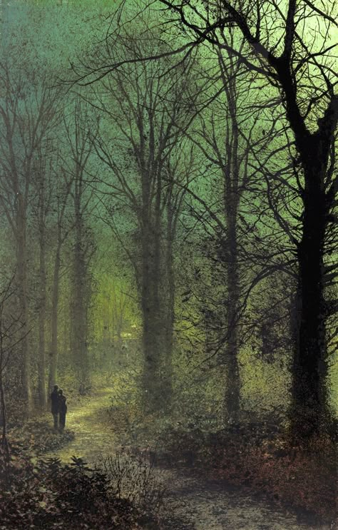 John Atkinson Grimshaw, Atkinson Grimshaw, Dark Naturalism, Dark Forest Aesthetic, Albert Bierstadt, Arte Peculiar, Arte Obscura, Wood Painting, Wow Art