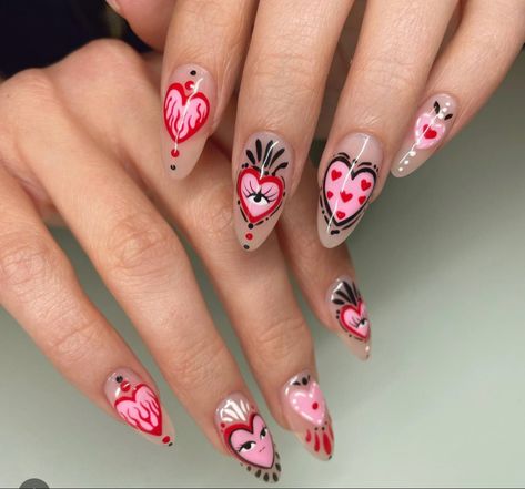 Candy Heart Nail Designs, Vday Nails, 2024 Ideas, February Nails, Nail Designs Valentines, Nagel Inspo, Heart Nails, Funky Nails, Nail Inspiration