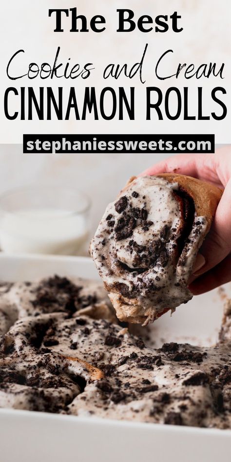 Cookies And Cream Cinnamon Rolls, Oreo Cinnamon Rolls, Cream Cinnamon Rolls, Rhodes Rolls, Oreo Filling, Sweet Roll Recipe, Chocolate Oreo, Cinnamon Rolls Homemade, Best Comfort Food