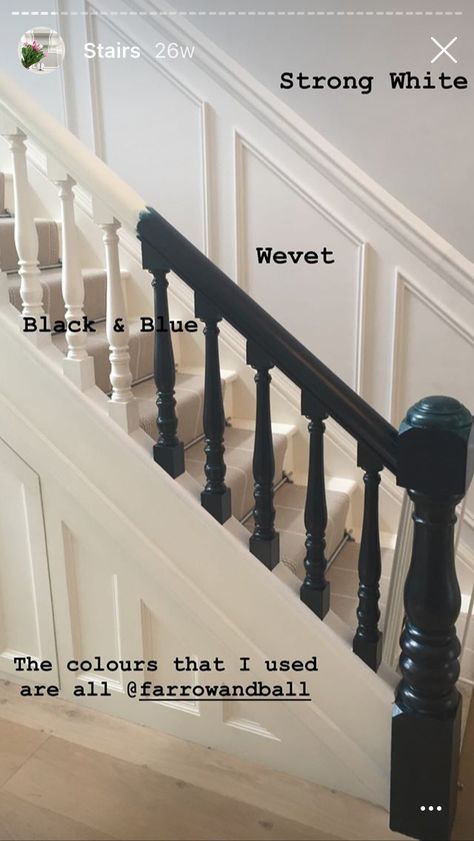 Victorian Entrance Hall, Stair Bannister Ideas, Stairs And Hallway Ideas, Black Staircase, Stair Paneling, Entrance Hall Decor, Victorian Hallway, Hallway Colours, Stairs Design Interior