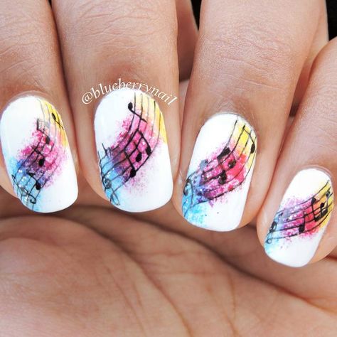 Musical nails by u/katnail4 on Reddit Music Note Nails, Music Nail Art, Nails Music, Music Nails, Unghie Sfumate, Crazy Nail Art, Unghie Nail Art, Colorful Nail, Crazy Nails