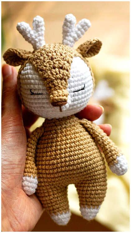 Amigurumi Nyasha The Deer Free Pattern Deer Amigurumi Pattern, Amigurumi Woodland Animals Free Crochet, Crocheted Woodland Animals, Crocheted Deer Patterns, Crochet Deer Amigurumi, Crochet Fawn Pattern Free, Free Crochet Deer Pattern, Free Deer Crochet Pattern, Deer Crochet Pattern Free