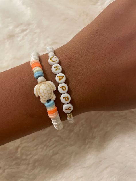 Clay Anklet Ideas, Hawaiian Clay Bead Bracelets, Coastal Bracelet Ideas, Hawaii Clay Bead Bracelets, Coconut Girl Bracelet Ideas, Turtle Clay Bead Bracelet, Beach Bracelet Ideas, Summer Bracelets Ideas, Summer Bracelet Ideas