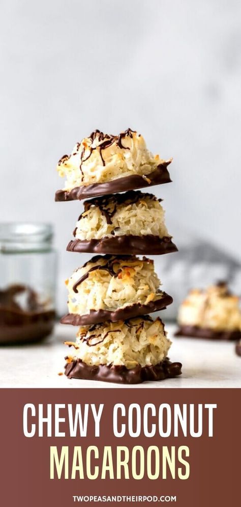 Easy Side Dishes, Coconut Macaroons Recipe, Chocolate Macaroons, Dipped In Chocolate, Dipped Cookies, Macaroon Recipes, Coconut Macaroons, Coconut Cookies, Chocolate Coconut