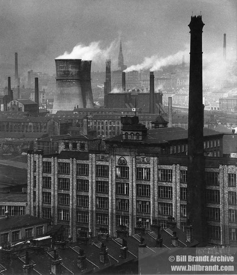 Factories and chimneys in Middlesborough 1940s Industrial Revolution Illustration, Revolution Illustration, Bill Brandt, The Industrial Revolution, American Illustration, Industrial Photography, Industrial Revolution, Industrial Art, Dieselpunk