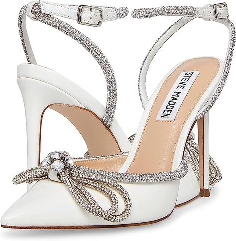 The Glitz and Glam in a pair of heels. Perfect for wedding, a night out, and occasions. #heels #glitter #shine #whiteheels #weddinginspiration #wedding #shoes #diamonds #white #silver #stevemadden White Diamond Heels, White And Silver Heels, Wedding Heels Brides, Es Shoes, White Heels Wedding, Diamond High Heels, Heels Glitter, Diamond Heels, Fashion Basics