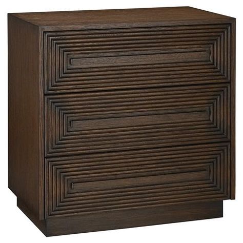 Geometric Illusion, Carved Cabinet, Illusion Of Depth, Wood Drawer Pulls, Accent Chests, Soft Close Drawer Slides, Dresser Design, Accent Chests And Cabinets, Accent Chest