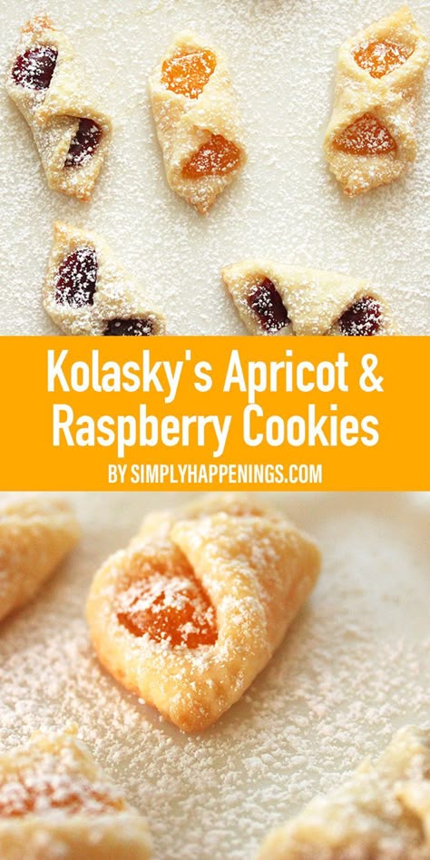 Apricot Pastry Recipe, Apricot Thumbprint Cookies, Apricot Pastries, Kolache Cookie Recipe, Kolacky Cookies, Kolaczki Cookies Recipe, Tea Foods, Everyday Cookies, Cookie Buffet