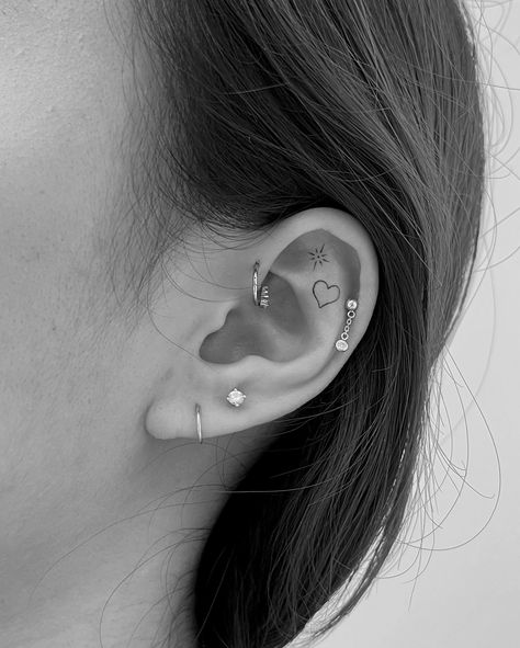 Little ear tattoos for kristina Tiny Ear Tattoos For Women, Tattoo Inside Ear, Ear Tattoo Women, Dainty Ear Tattoos, Inside Ear Tattoos, Ear Tattoo Inner, Inner Ear Tattoo, Inside Ear, Pawprint Tattoo