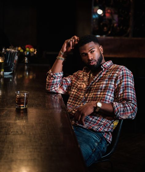 Broderick Hunter Won't Settle for Just 'Sexy' Anymore - PAPERMAG Broderick Hunter, Handsome Bearded Men, Dark Skin Men, Black Men Fashion Casual, Black Men Fashion Swag, Black Men Street Fashion, Black Men Hairstyles, Men Street Fashion, Photography Poses For Men