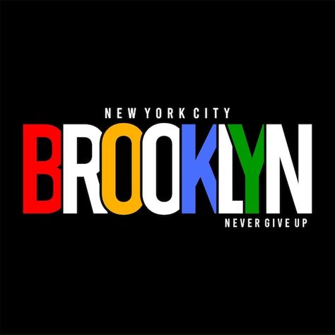 Brooklyn typography design vector premiu... | Premium Vector #Freepik #vector #t-shirt-graphic #urban-style #t-shirt-design #t-shirt-graphics Brooklyn T Shirt Design, Brooklyn Logo Design, Urban T Shirt Design, Typography Design Tshirt, Brooklyn Typography, Logo Reference, Typography Shirt Design, Gaming Banner, Tshirt Design Inspiration