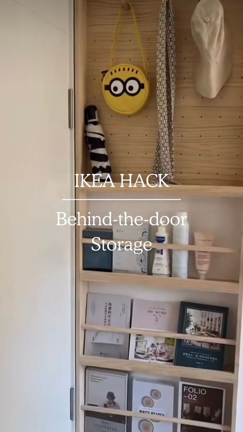 Toutes les publications • Instagram Ikea Behind Door Storage, Behind The Door Storage Ideas, Behind Door Storage Ideas, Closet Storage Ideas For Small Spaces, Creative Bookshelves Diy, Behind The Door Storage, Diy Bookshelf Wall, Behind Door Storage, Bookshelf Wall