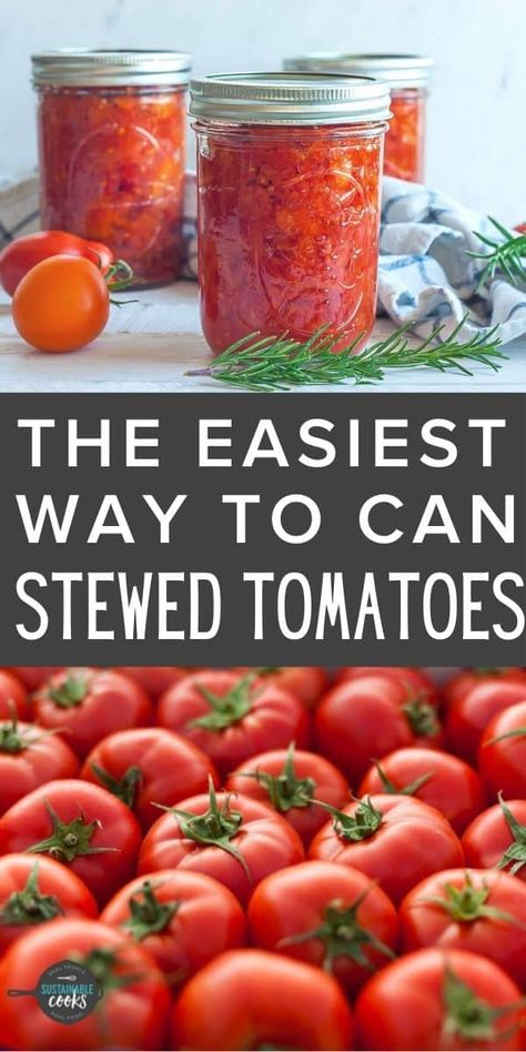 Follow this step by step tutorial to learn how simple Canning Stewed Tomatoes can be. A key ingredient for so many comfort foods, canning crushed tomatoes is a recipe that can be pressure canned or done via water bath canning. How To Can Stewed Tomatoes Easy, Stewed Canned Tomatoes Recipe, Water Bath Canned Tomatoes, Canning Stewed Tomatoes From Frozen, Stewed Tomatoes Canning Recipe Easy, Waterbath Canning Stewed Tomatoes, Stewed Tomatoes Recipe Canned Water Bath, Stewing Tomatoes Canning, Water Bath Stewed Tomatoes