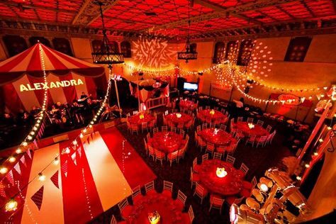 Vibrant Carnival Bat Mitzvah Theme Ideas // Hostess with the Mostess® Circus Gala, Carnival Prom, Grad Dinner, Vintage Circus Theme, Prom Decorations, Homecoming Themes, Bat Mitzvah Themes, Vintage Circus Party, Mitzvah Themes