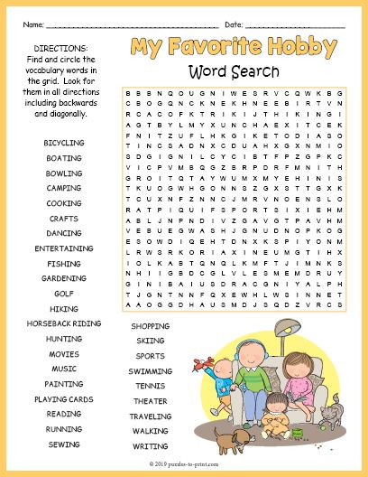 Hobbies And Activities, Hobbies Worksheet For Kids, Wordsearch Worksheets, Find A Word, Find The Differences Games, Word Puzzles For Kids, Word Search Puzzles Printables, Free Printable Word Searches, Free Time Activities