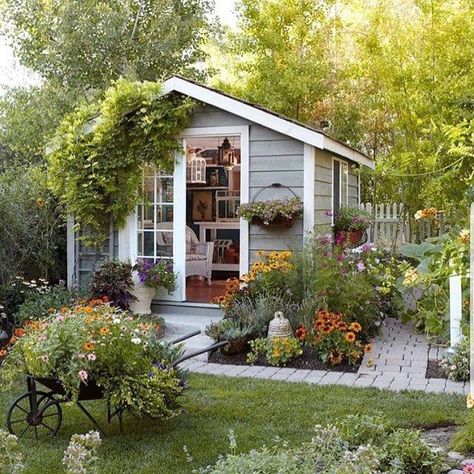 Uploaded from Pinterest Storage Backyard, Office Backyard, Cottage Backyard, Backyard Storage Sheds, Studio Shed, Backyard Storage, Herb Garden Design, Backyard Studio, Studio Office