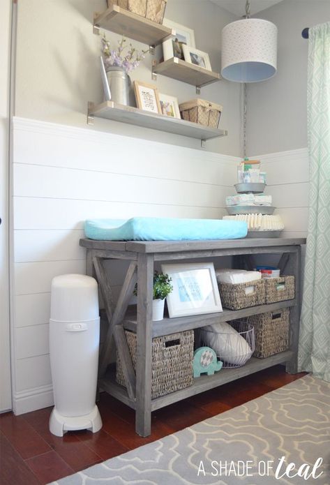 Grey Changing Table, Glam Nursery, Room Organizer, Baby Changing Station, Changing Tables, Nursery Dresser, Organizer Ideas, Dresser Organization, Theme Nursery