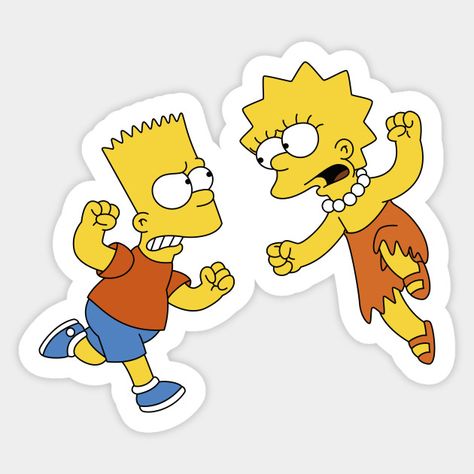 Brothers fighting, UFC Sticker - The Simpsons Ufc Sticker, Stickers Los Simpsons, Hipster Drawings, Danielle Fishel, Preppy Stickers, Sibling Tattoos, Simpsons Art, Emo Wallpaper, Tumblr Stickers