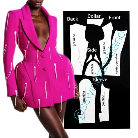 Dramatic Skirts Haute Couture, Structured Dress Pattern, Blazer Dress Pattern, Blazer Sewing, Structured Sleeves, Structured Dresses, Structured Fashion, Corset Sewing Pattern, Structured Blazer