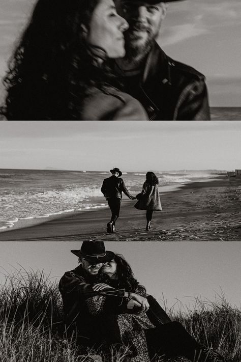 Creative Beach Photoshoot Couple, Cinematic Photography Couple, Kauai Photoshoot, 35mm Film Wedding, Western Photoshoot, Grunge Couple, Black And White Couples, Beach Couple, Favourite Movie