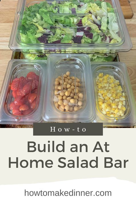 Salad Fridge Storage, Homemade Salad Bar, Diy Salad Bar Party, Salad Toppings Bar, Salad Container Ideas, Salad Bar At Home Ideas, Salad Bar In Kitchen, In Home Salad Bar, Salad Bar Meal Prep