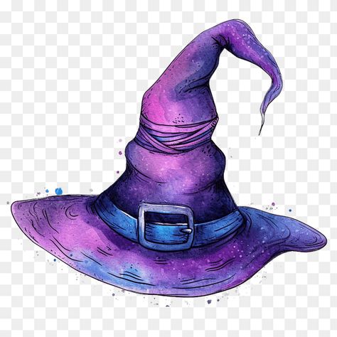 Wizard hat clipart Witches Hat Illustration, Purple Wizard Hat, Wizard Hat Illustration, Star Witch Hat, Wizard Hat Tattoo, Blue Witch Hat, Merlin Tattoo, Witch Hat Art, Witch Hat Illustration