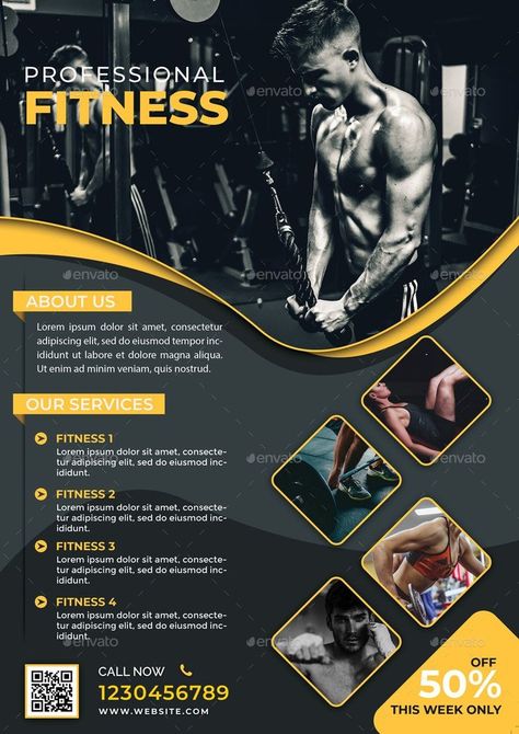 Fitness Flyer Templates Gym Advertising, Rollup Design, Gym Flyer, Standee Design, Promo Flyer, Fitness Flyer, Gym Poster, Pamphlet Design, Graphic Design Brochure