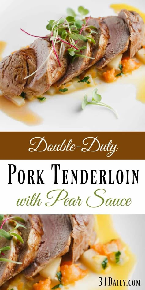 A Double-Duty Dinner: Spiced Pork Tenderloin with Pear Sauce - 31 Daily Sunday Dinner Ideas Families, Pear Sauce Recipe, Easy Sunday Dinner, Dinner Sunday, Sunday Dinner Ideas, Pear Sauce, Slow Cooked Pulled Pork, Pork Sauce, Easy Main Dishes