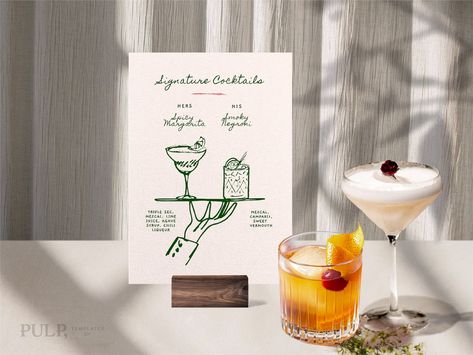 SIGNATURE DRINKS SIGN Template Custom Cocktail Hand Drawn & Handwritten Illustrated Whimsical Wedding Menu Funky Printable 0035 - Etsy Bride And Groom Cocktail Sign, Drink Menu Wedding, Cocktail Menu Design, Wedding Drink Menu Sign, Cocktail Sign Wedding, Signature Cocktail Menu, Scribble Sketch, Wedding Drink Sign, Signature Drink Sign