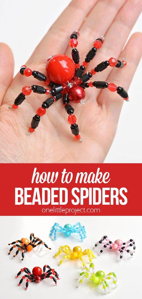 Diy Spider Ornaments, Halloween Crafts For 8 Year, Christmas Spiders Diy, Halloween Sellable Crafts, Group Craft Ideas For Adults, Spiders Crafts For Kids, Diy Pony Bead Crafts, Halloween Craft Teens, Halloween Art Crafts For Kids