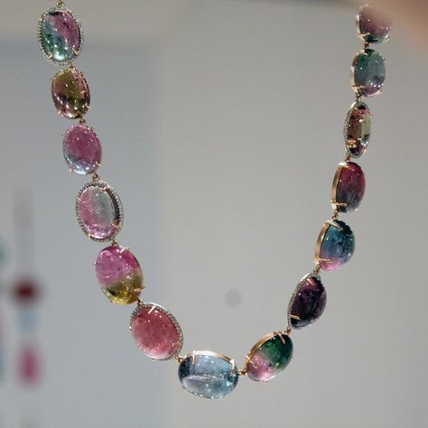 What are watermelon tourmalines and why are they unique? | The Jewellery Editor Watermelon Tourmaline Jewelry, Colourful Jewellery, Faberge Jewelry, Inexpensive Jewelry, Tourmaline Jewelry, Jewelry Aesthetic, Tourmaline Necklace, Beaded Jewellery, Watermelon Tourmaline