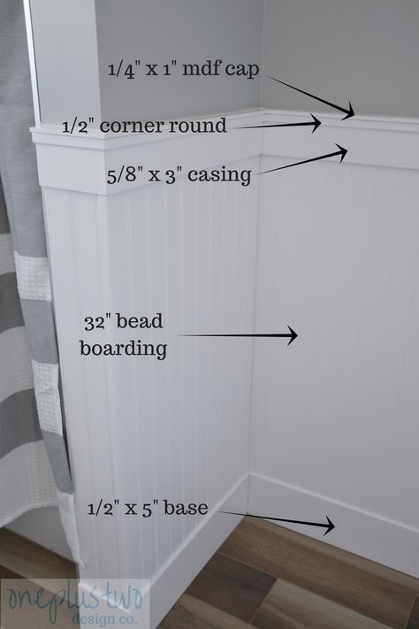 Looking to add some character to your home? This post explains how you can, with this beautiful beadboard paneling profile. This easy DIY project can make a big impact to the look of your bathroom or hallway in just 5 simple steps. #interiordesign #designideas #beadboard #bathroom #bathroomideas #bathroomdesign #bathroomdecor White Bathroom Wainscoting, Half Panelled Walls Bathroom, Blue Wainscoting Bathroom, Dark Green Beadboard, Beaded Board Walls, Simple Half Bathroom Ideas, Mantles Decor, Sandstone House, Diy Beadboard