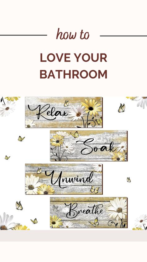 As an Amazon affiliate I earn from qualifying purchases...Farmhouse bathroom decor Farmhouse Bathroom Wall Decor, Mom Bathroom, Butterfly Bathroom, Relax Soak Unwind, House Decor Rustic, Girls Bathroom, Wood Plaques, Bathroom Wall Decor, Farmhouse Bathroom