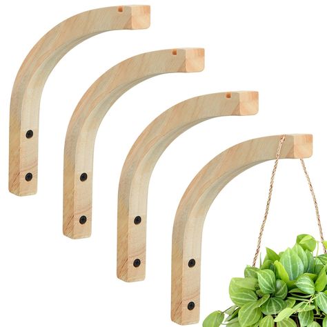 PRICES MAY VARY. Wood Reliable Material: the wall plant holders are made of beech wood, reliable and reusable, safe and sturdy, not easy to break or fade, which can provide high bearing capacity and high stability for your plants and items and serve you for a long time Proper Size: each plant hook for wall measures approx. 9.1 inches high, 8.25 inches wide and 1 inch thick, proper in size, suitable for hanging planters, lanterns, wind chimes and so on Stylish Design: the hanging brackets designe Wall Mounted Plant, Hanging Plant Hooks, Wall Plant Holder, Wooden Coat Hooks, Wood Hooks, Coat Hooks Wall Mounted, Wall Plant Hanger, Plant Hanging, Plant Hooks