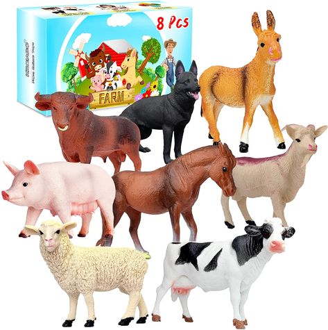 Amazon.com: KECIABO Animal Figurines, Big Animal Toys, 8 Pcs Farm Animals Figurines Toys, Realistic Plastic Animals Playset, Educational Learning Toy Set for Kids Toddlers : Toys & Games Animal Figurine Toys, Farm Theme Preschool, Farm Animal Toys, Cow Toys, Farm Animals Birthday Party, Barn Animals, Toy Playset, Farm Animal Birthday, Animal Birthday Party