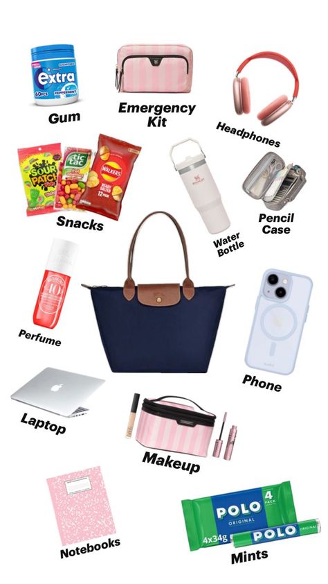 Back-to-School Essentials: A checklist of everything your child needs for a successful school year, including school supplies, clothes, and snacks. #BackToSchool #BackToClass School Purse, School Emergency Kit, School Backpack Essentials, Preppy School Supplies, Everyday Bag Essentials, School Bag Essentials, Backpack Essentials, School Kit, Emergency Bag