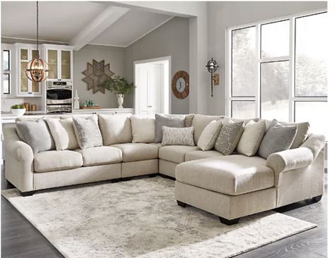 Ashley Furniture Small Sectional, Carnaby Sectional Ashley, Ashley Furniture Carnaby Sectional, Ashley Carnaby Sectional, Hilary Farr Design Living Rooms, Carnaby Sectional, Cozy Modern Farmhouse, Comfy Furniture, Ashley Furniture Living Room