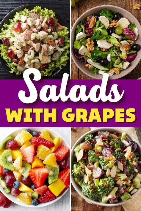 Try these salads with grapes for fresh dishes full of flavor! From Waldorf to rotisserie chicken to orzo pasta, grapes make salads take even better. Salad Recipes With Grapes, Turkey Pasta Salad, Tortellini Pasta Salad Recipes, Grape Salad Recipe, Best Salads, Waldorf Salad Recipe, Salad With Grapes, Rotisserie Chicken Salad, Pasta Salad With Tortellini