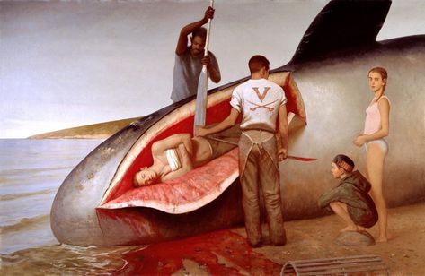 Leviathan, Bo Bartlett, oil on linen, 89 x 138, 2000 American Realism, Realism Artists, Bo Bartlett, A Whale, Art Et Illustration, Norman Rockwell, American Artists, 그림 그리기, Art History