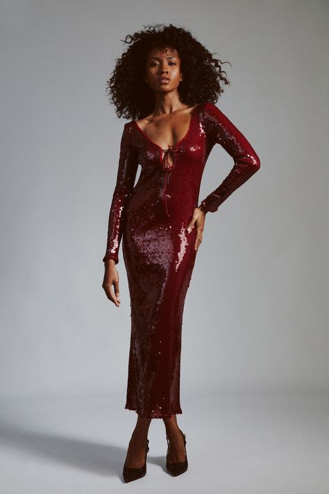 VERONA SEQUIN MAXI DRESS in colour BURGUNDY Corsets Fashion, Red Sequin Dress, Day To Night Dresses, White Cocktail Dress, Essential Dress, Sequin Maxi Dress, Sequin Maxi, Cocktail Attire, Christmas Party Dress