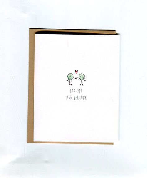 Anniversary Card // Pun Card //pea Pun - Etsy Anniversary Card Watercolor Diy, Engagement Card Watercolour, Anniversary Pun Cards, Punny Anniversary Card, Home Made Anniversary Cards, Anniversary Card Watercolor, Anniversary Watercolor Card, Pun Cards For Boyfriend, Anniversary Card Ideas Handmade