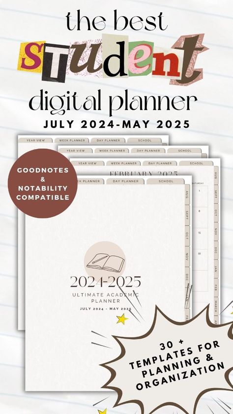 digital planner for students | mid year digital planner for ipad | goodnotes aesthetic planner mi... coverplanner #printabledailyplanner Goodnotes Aesthetic, Homeschool Student Planner, Planner For Students, Student Weekly Planner, Digital Planner For Ipad, Mid Year Planner, Planner For Ipad, Aesthetic Planner, Study Planner Printable