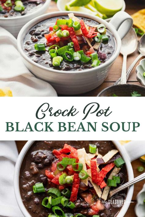 Slow Cooker Black Bean Soup, Easy Black Bean Soup, Crock Pot Vegetables, Smoked Vegetables, Slow Cooker Black Beans, Black Bean Soup Recipe, Slow Cooker Lentils, Dried Black Beans, Bean Soup Recipe