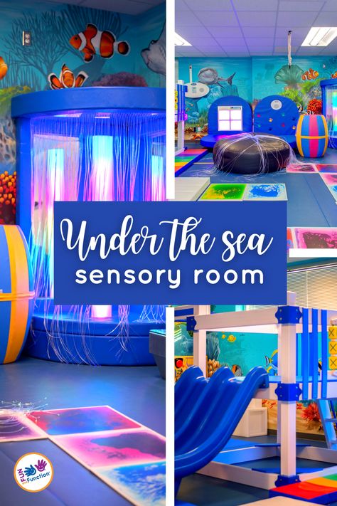 Special Ed Sensory Room, Calming Sensory Room Ideas Schools, Active Sensory Room, Small Space Sensory Room, Special Needs Playroom, Underwater Sensory Room, School Sensory Room Ideas, Sensory Room Must Haves, Sensory Room Setup Ideas