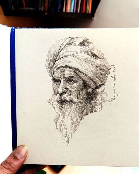 Old Man Portrait Sketch, Human Portrait Sketch, Ajanta Paintings, Old Man Sketch, Rapid Sketches, Shiv Art, Gita Jayanti, Human Face Sketch, Graphite Portraits