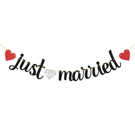 Just Married Banner, Wedding / Engaged Party Decorations, Shining Bridal Shower Banner, Mr And Mrs Romantic Wedding Party, Black Red Just Married Banner, Banner Wedding, Bridal Shower Banner, Bride Photography Poses, Bride Photography, Good Quotes For Instagram, Bridal Show, Mr And Mrs, Party Card