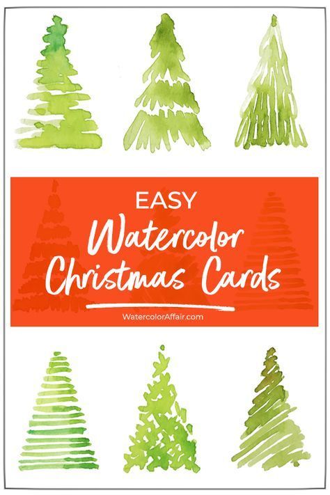 Easy Watercolor Christmas, Diy Christmas Cards Easy, Christmas Card Tutorials, Simple Christmas Cards, Christmas Card Art, Watercolor Christmas Cards, Toddlers And Preschoolers, Watercolor Christmas, Diy Christmas Cards